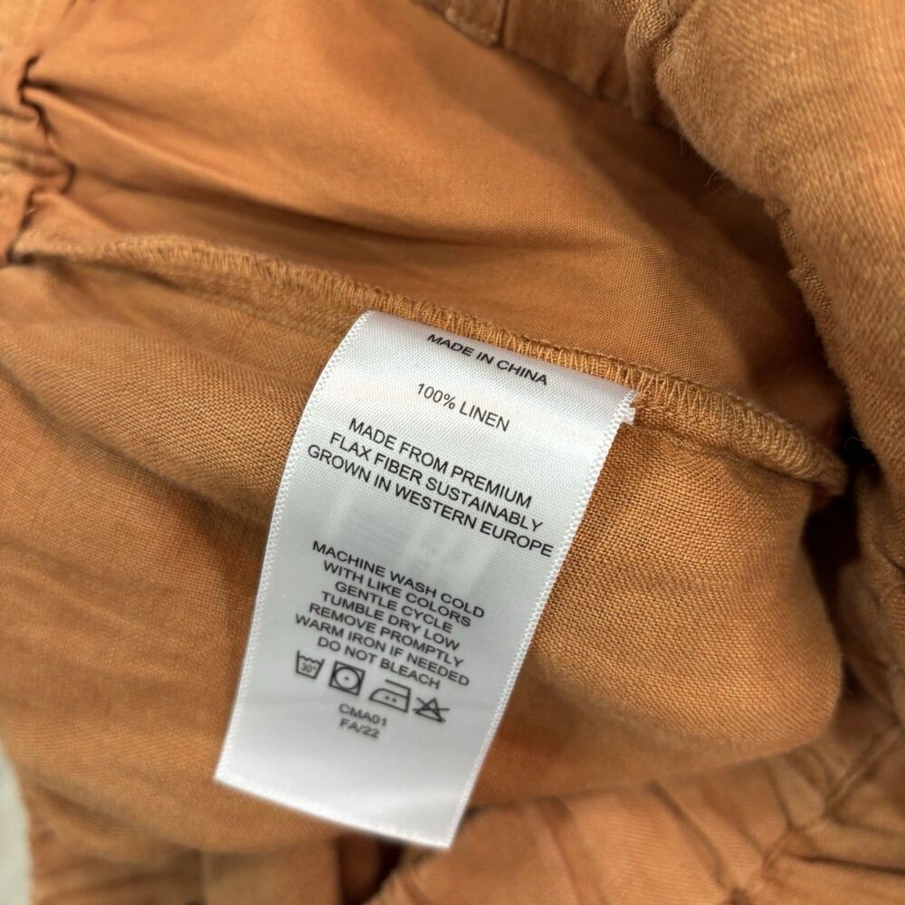 Quince Linen Set Womens Size Large Button Up Blouse Casual Pants Terracotta - Picture 6 of 6